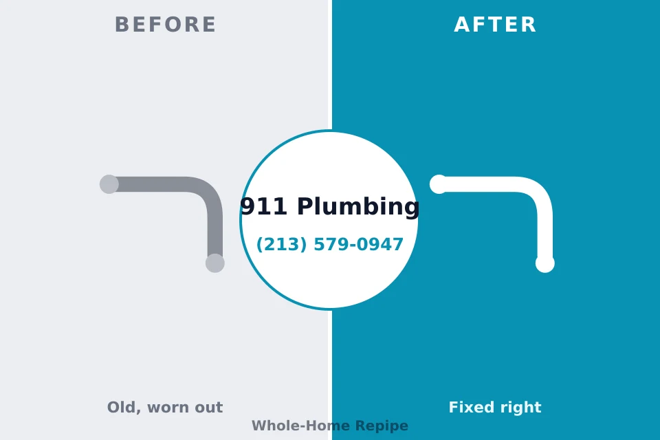 Before and after: plumbing repair Willow Park, TX